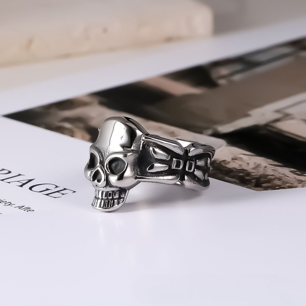 Stainless Steel Skull Ring for Men Ghost Head Retro Style