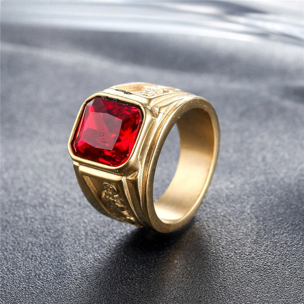 Personalized Gold Plated Titanium Steel Ring For Men Unisex Protection Statement Planderful Jewelry