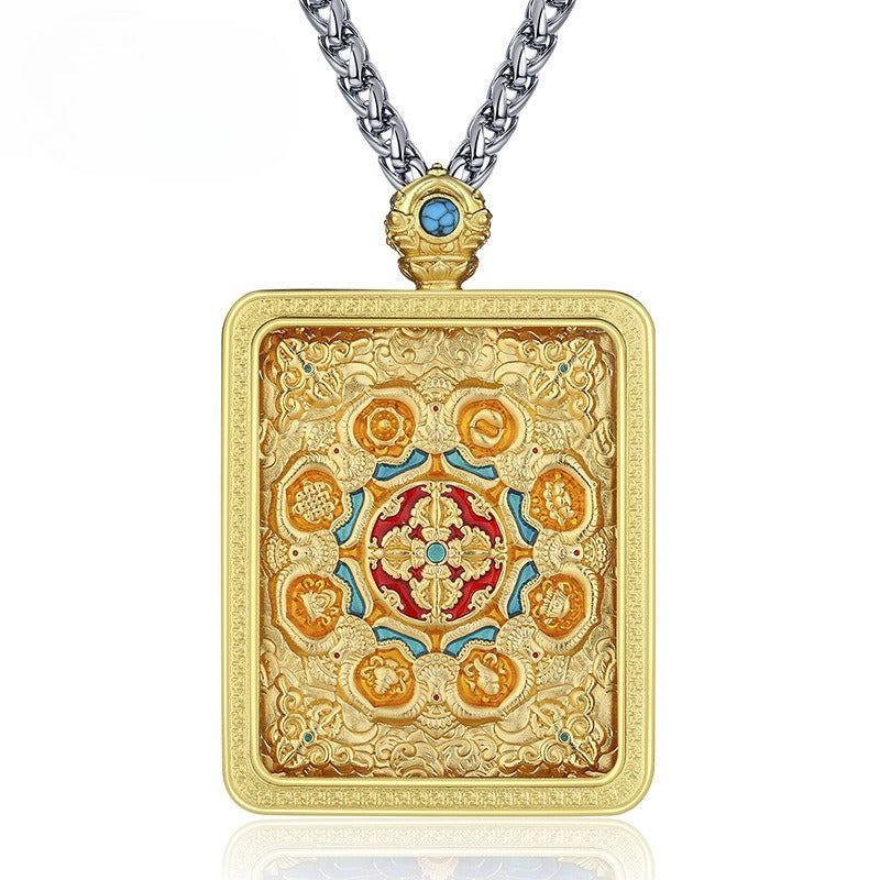 Steel Necklace - Elegant Bodhisattva Hand-Painted