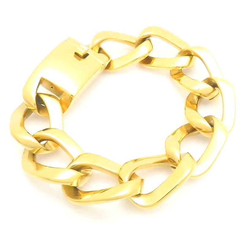 Hip-Hop Cool Tone Metal Texture Square Line Cuban Chain Bracelet Vacuum Plating