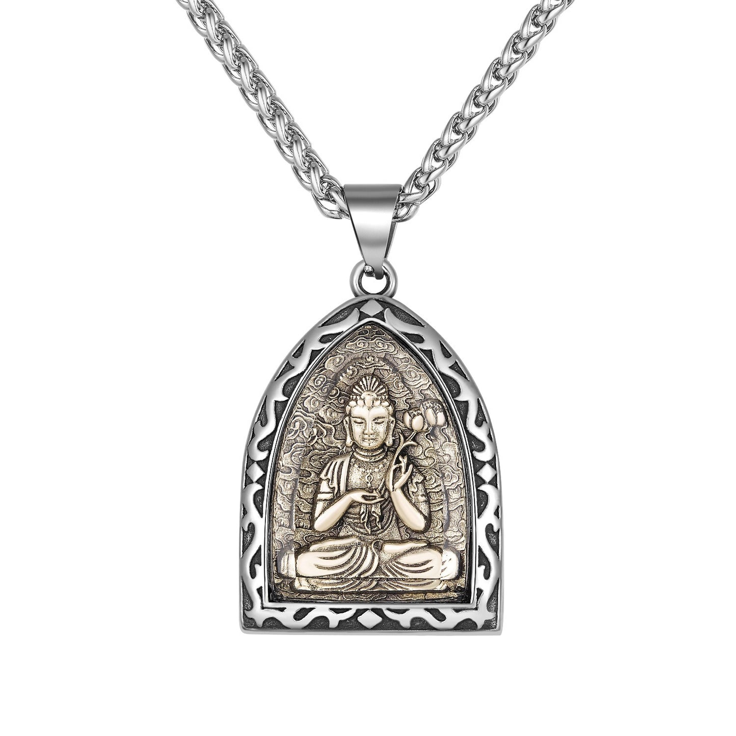 Steel Necklace – Elegant Zodiac Buddha Pendant