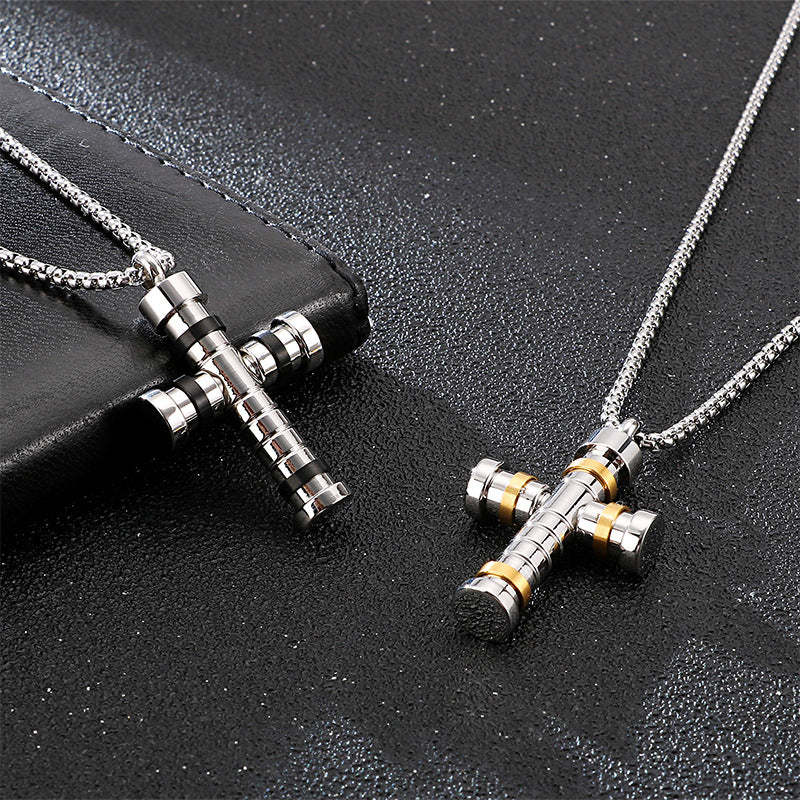 Stall Japan And South Korea Titanium Steel Cross Pendant, Boys Creative Necklace