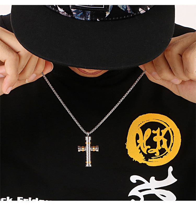 Stall Japan And South Korea Titanium Steel Cross Pendant, Boys Creative Necklace