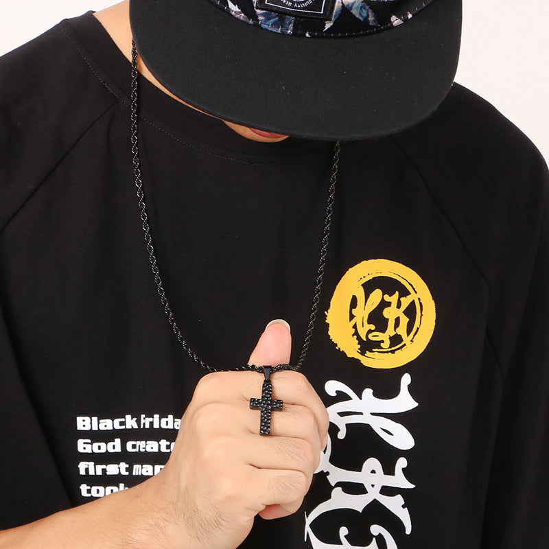 Believer Pendant: Trendy Titanium Steel Cross Necklace for Men