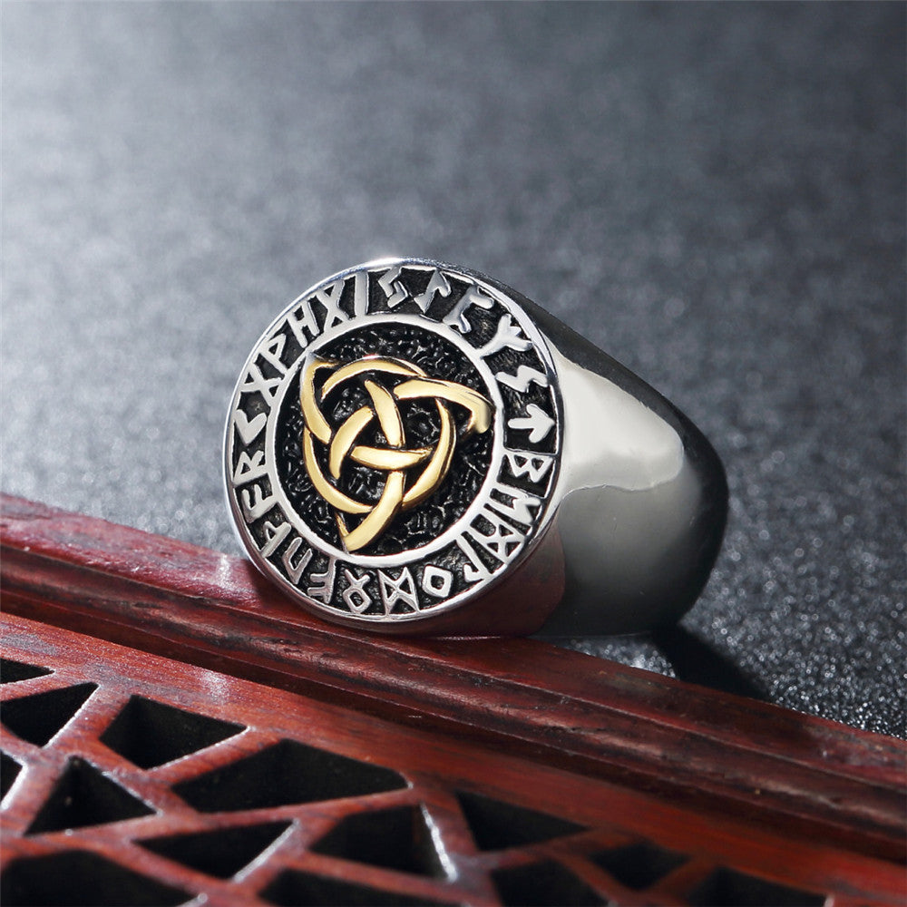 Planderful Everyday Genie Titanium Retro Viking Ring For Men And Unisex Personalized Protection Statement
