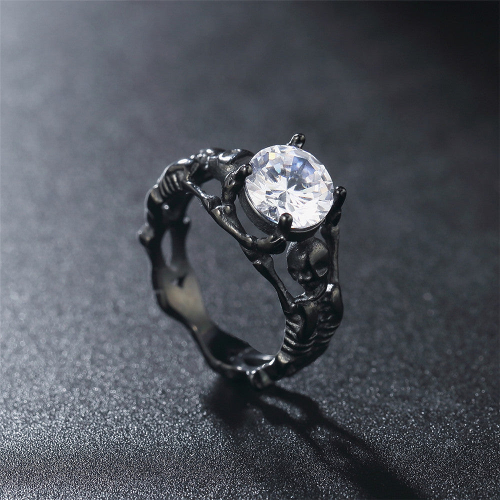Zircon Skull Titanium Steel Ring