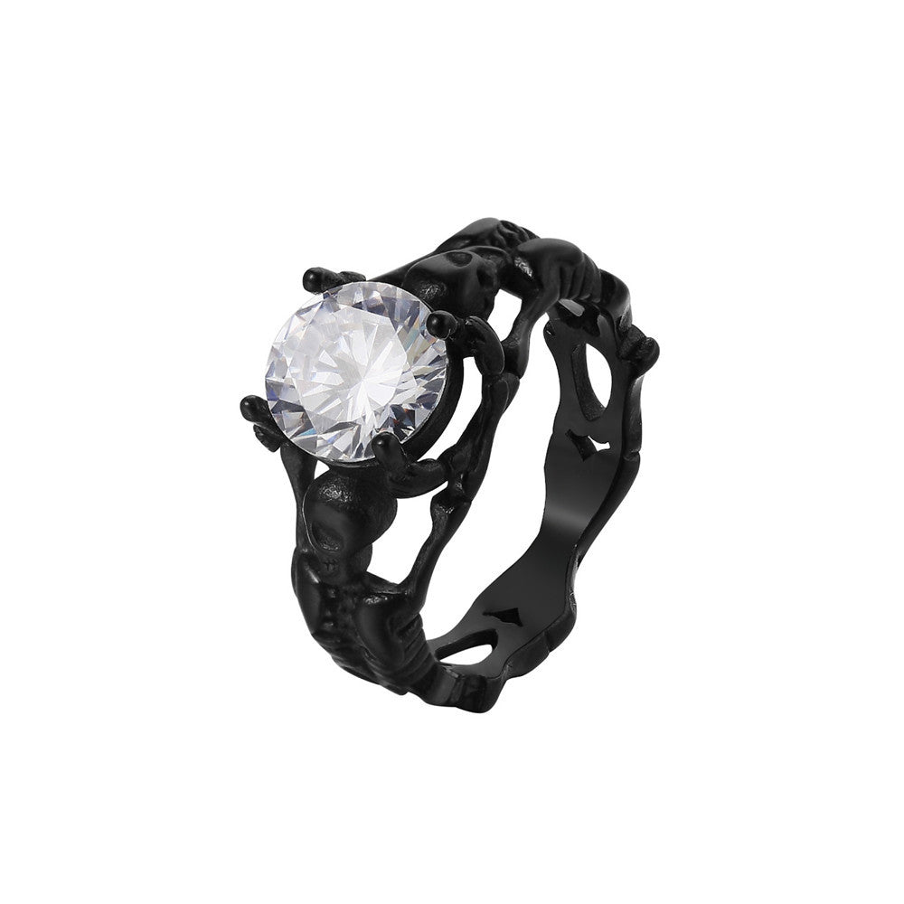 Zircon Skull Titanium Steel Ring