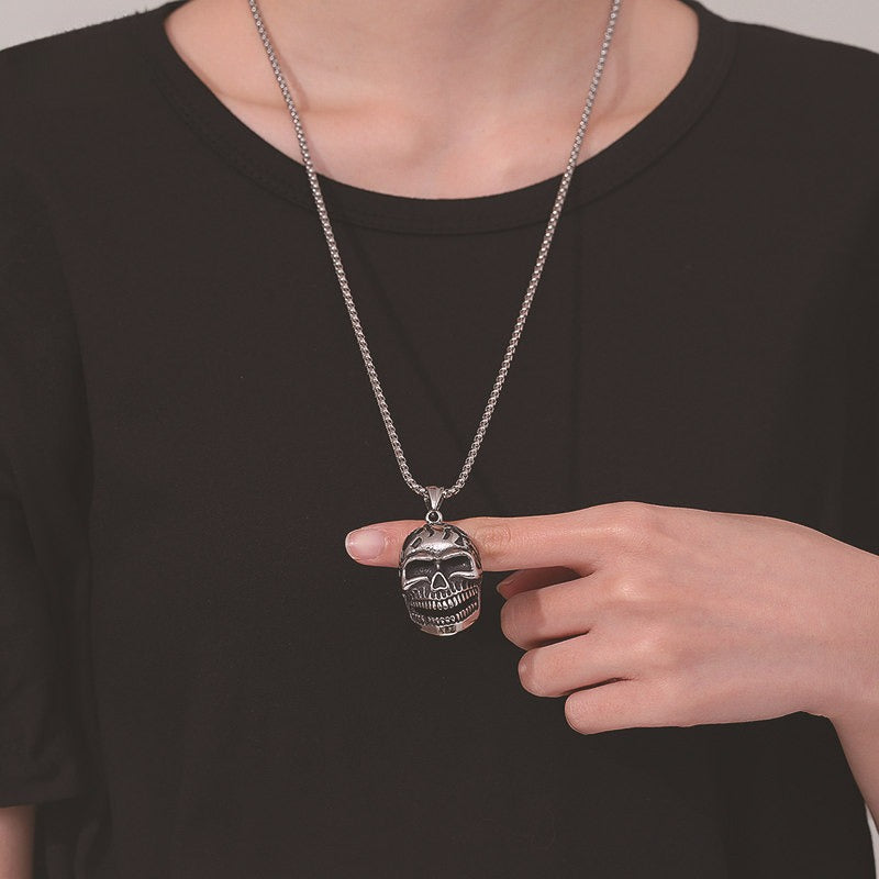 Steel Necklace – Luxury Skull Pendant For Men Titanium Steel Gothic Jewelry Accessory