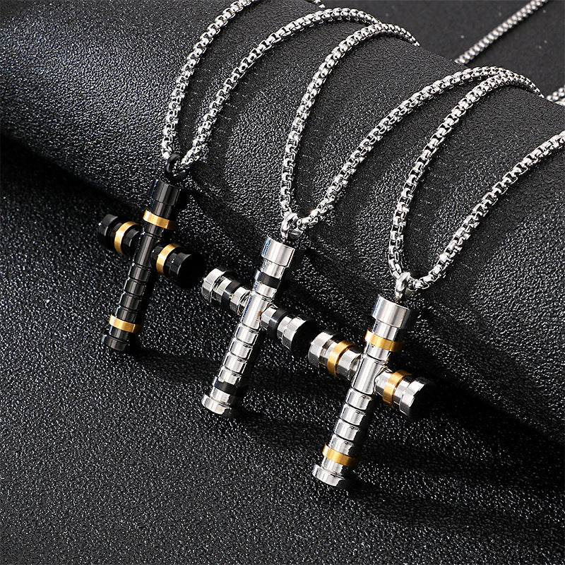 Stall Japan And South Korea Titanium Steel Cross Pendant, Boys Creative Necklace