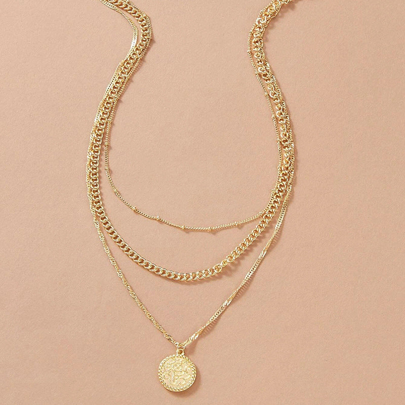European-inspired Metal Pendant Layered Necklace - Vienna Verve Collection