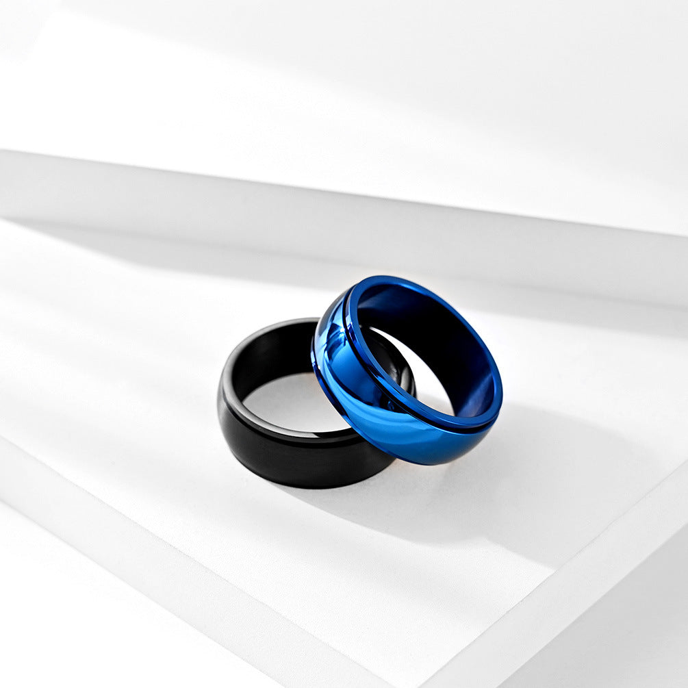 Curved Surface Rotatable Titanium Steel Men's Ring Jewelry