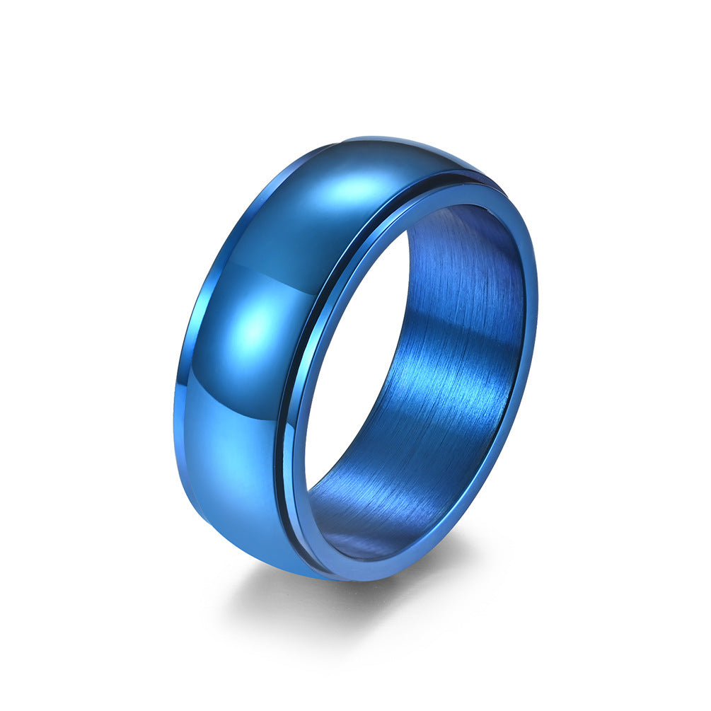 Curved Surface Rotatable Titanium Steel Men's Ring Jewelry