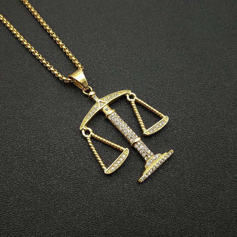 Gold-Plated Steel Necklace - Elegant Libra Constellation Pendant Planderful Everyday Genie Collection