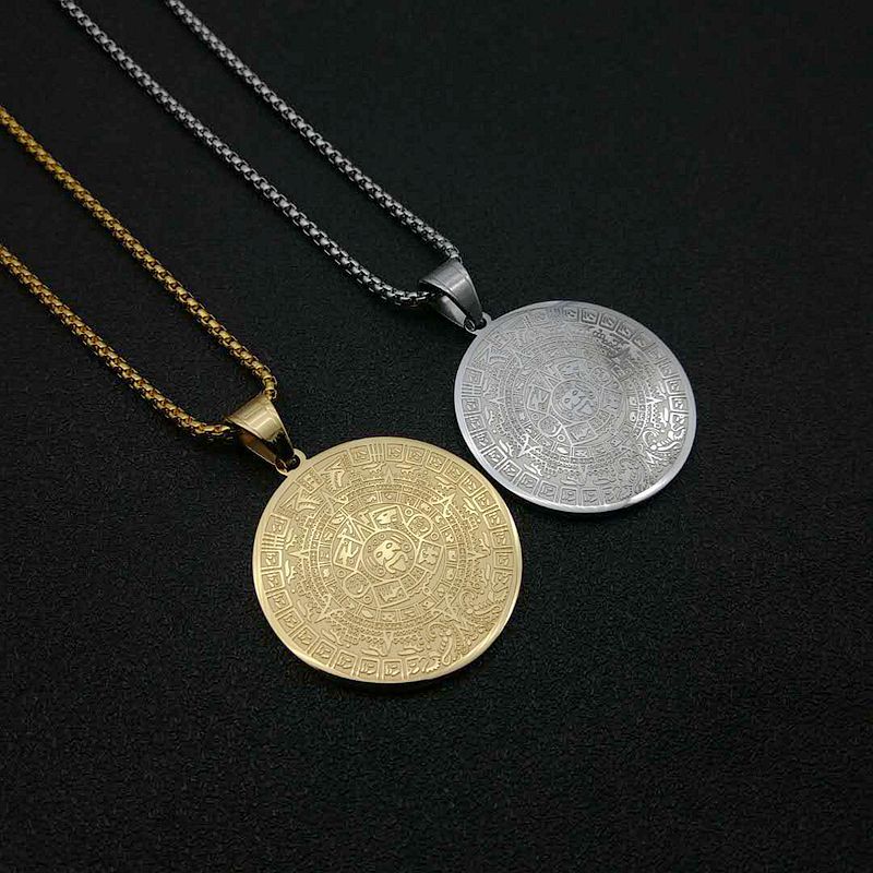 Planderful Virgin Pendant Necklace Double Sided Gold Plated Steel Color Preserving Religious Jewelry For Women