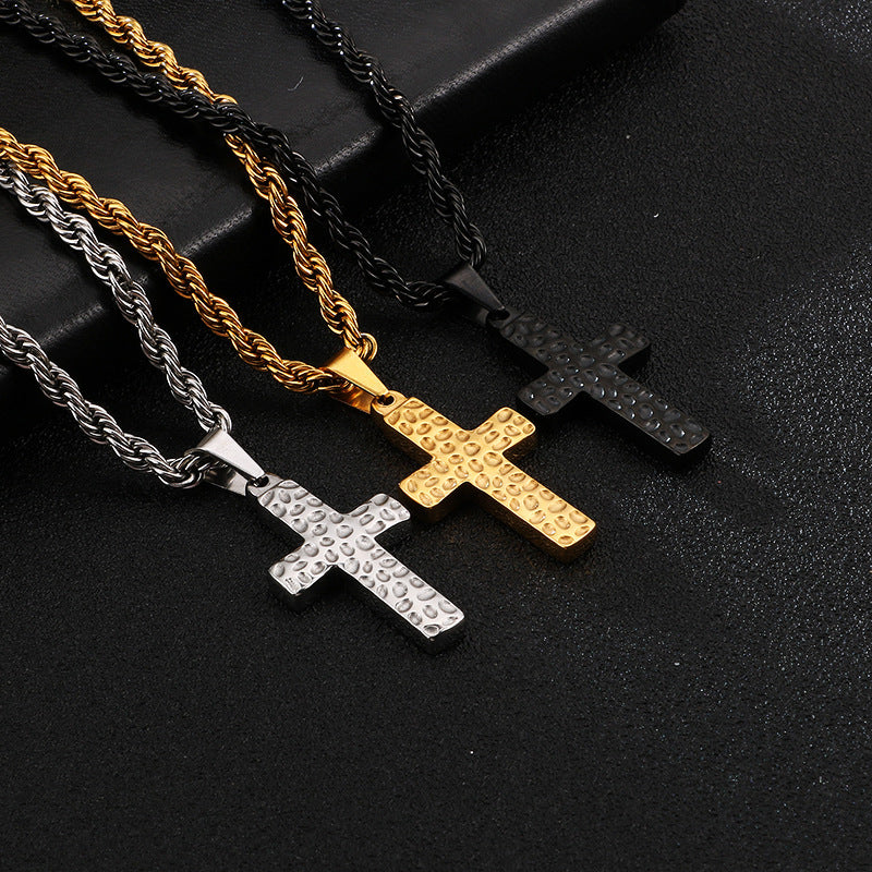 Believer Pendant: Trendy Titanium Steel Cross Necklace for Men