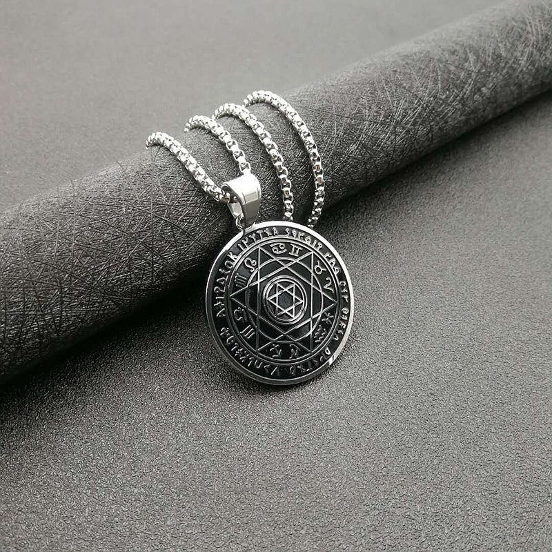Steel Necklace - Statement Hip-Hop Hexagram Pendant With Gold Plating By Planderful