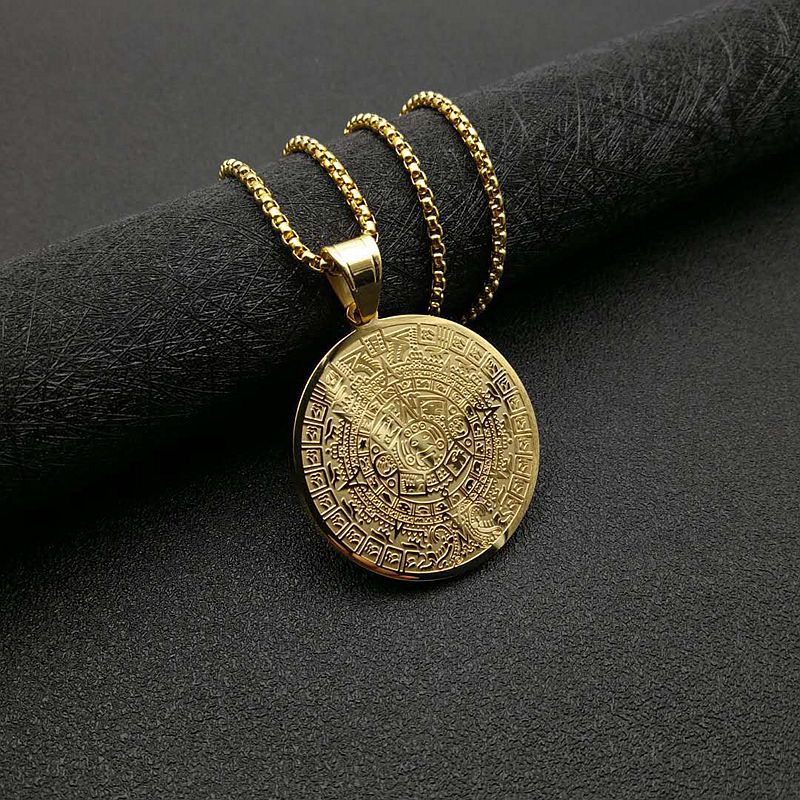 Planderful Virgin Pendant Necklace Double Sided Gold Plated Steel Color Preserving Religious Jewelry For Women