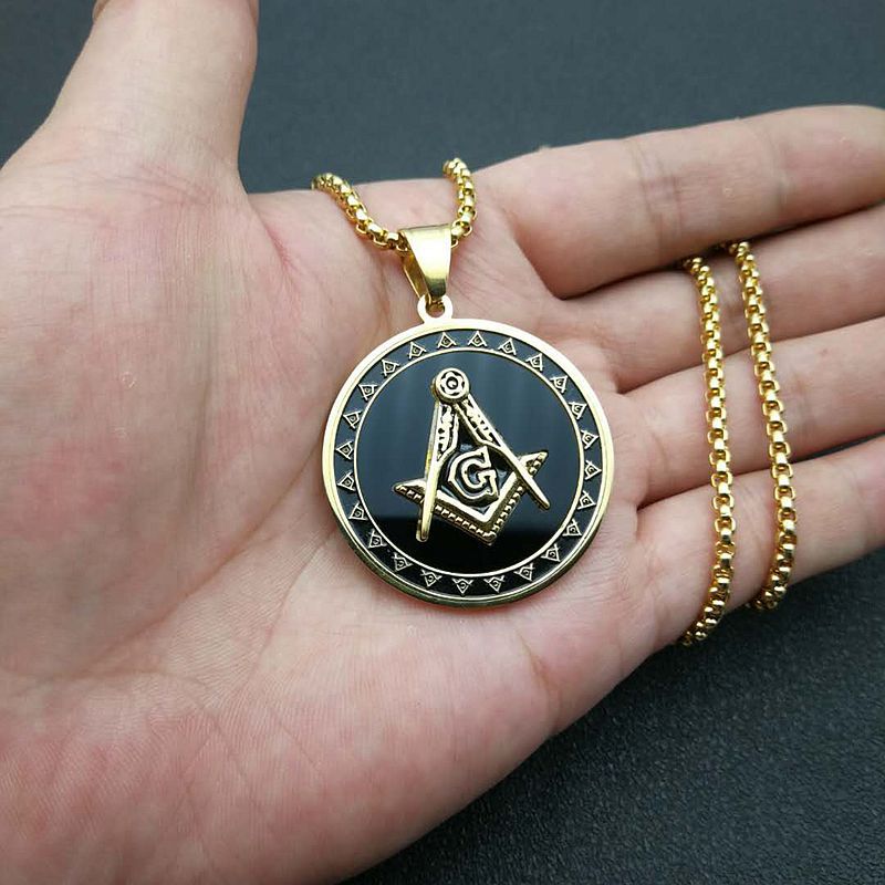 Planderful Everyday Genie Titanium Steel Gold Plated Masonic Pendant Necklace for Hip Hop Fans