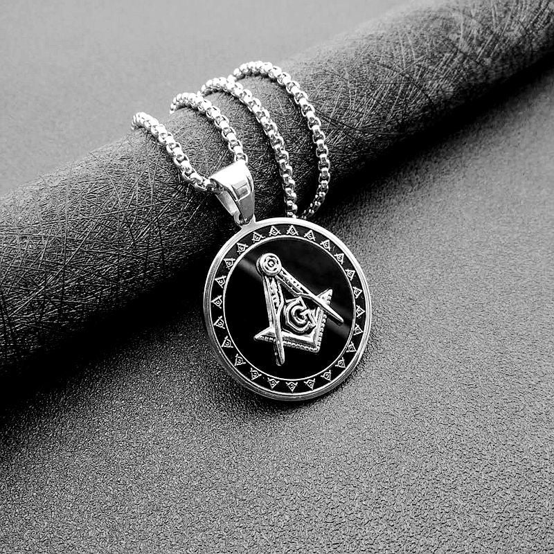 Planderful Everyday Genie Titanium Steel Gold Plated Masonic Pendant Necklace for Hip Hop Fans