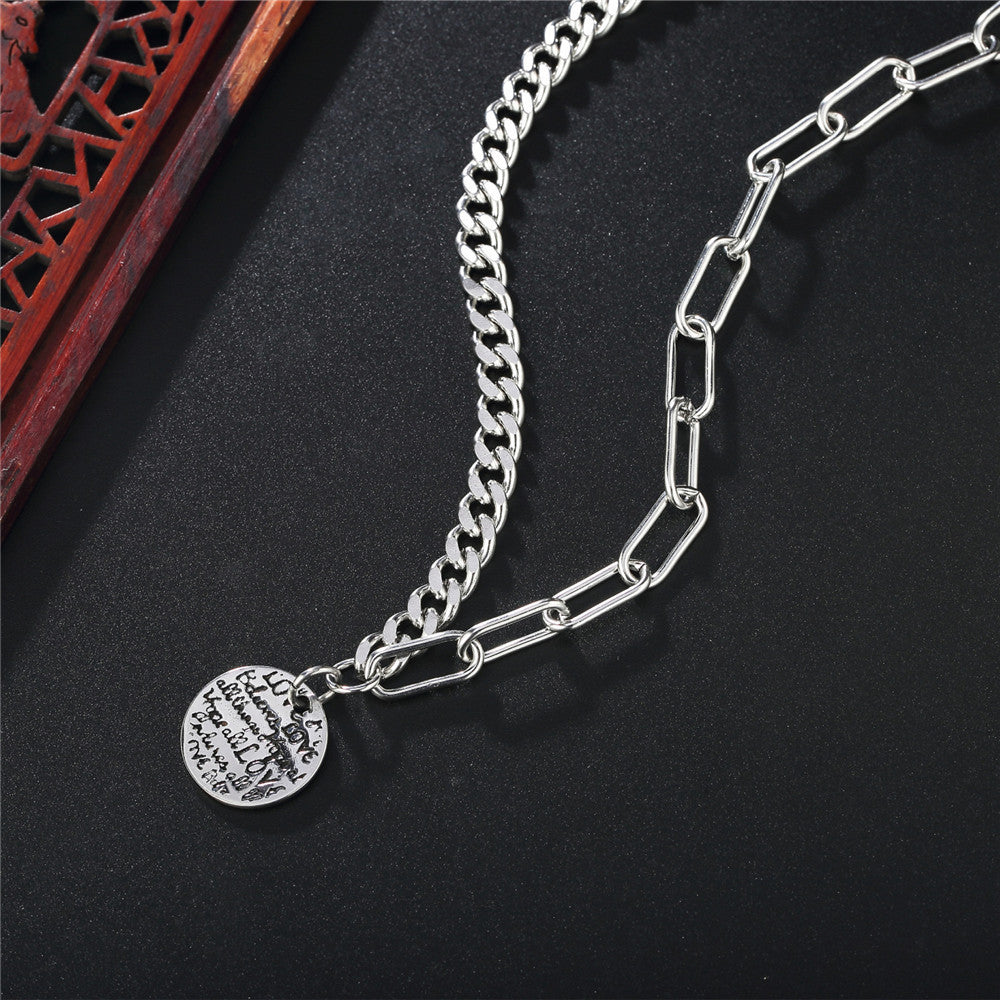 Stainless Steel Necklace Personalised Engraved English Round Pendant Unisex Planderful Everyday Genie