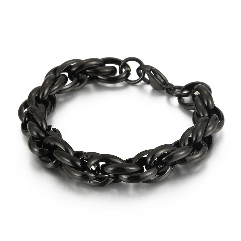 Stylish Stainless Steel Double Buckle Bracelet for Men - Versatile Daily Accessory Inspired by European, American, and Korean Designs