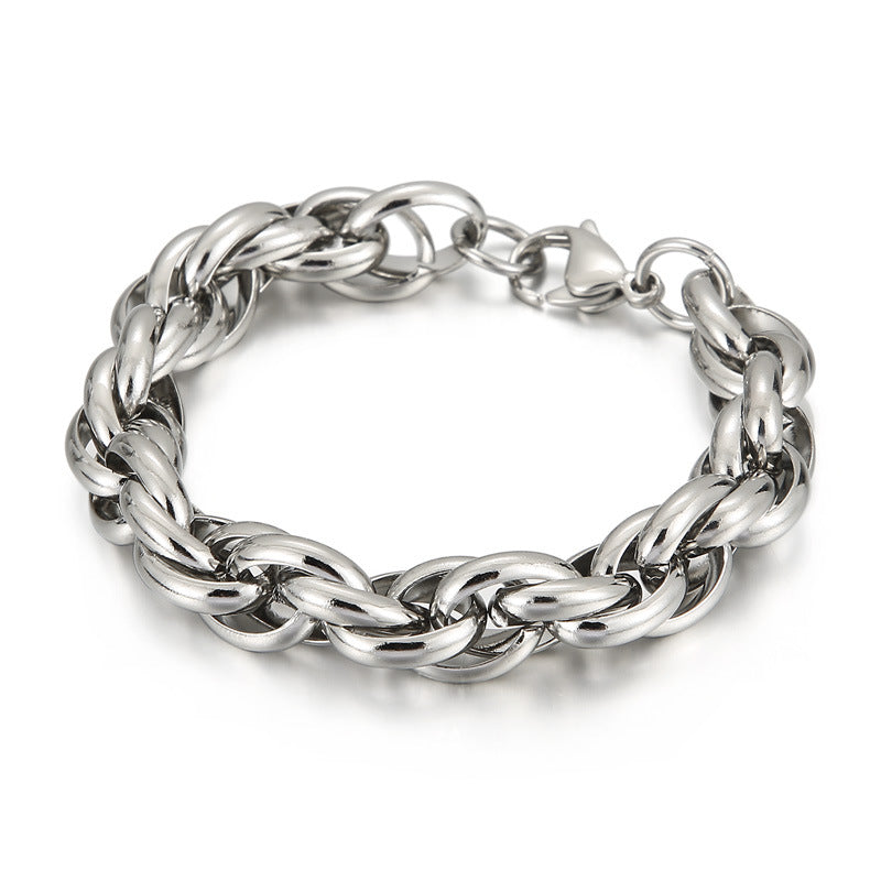 Stylish Stainless Steel Double Buckle Bracelet for Men - Versatile Daily Accessory Inspired by European, American, and Korean Designs