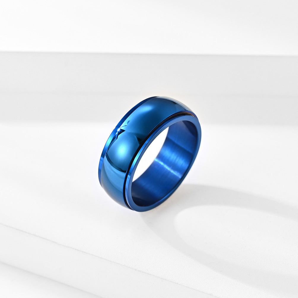 Curved Surface Rotatable Titanium Steel Men's Ring Jewelry