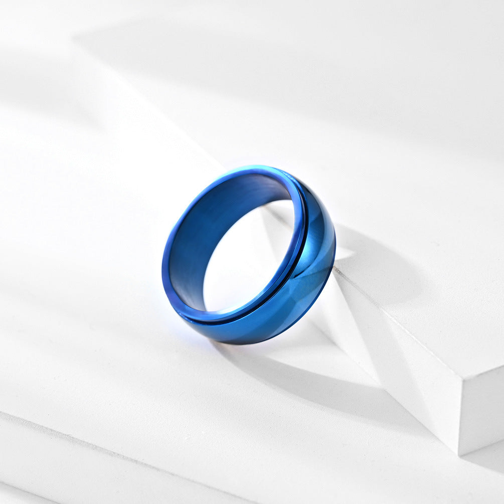 Curved Surface Rotatable Titanium Steel Men's Ring Jewelry