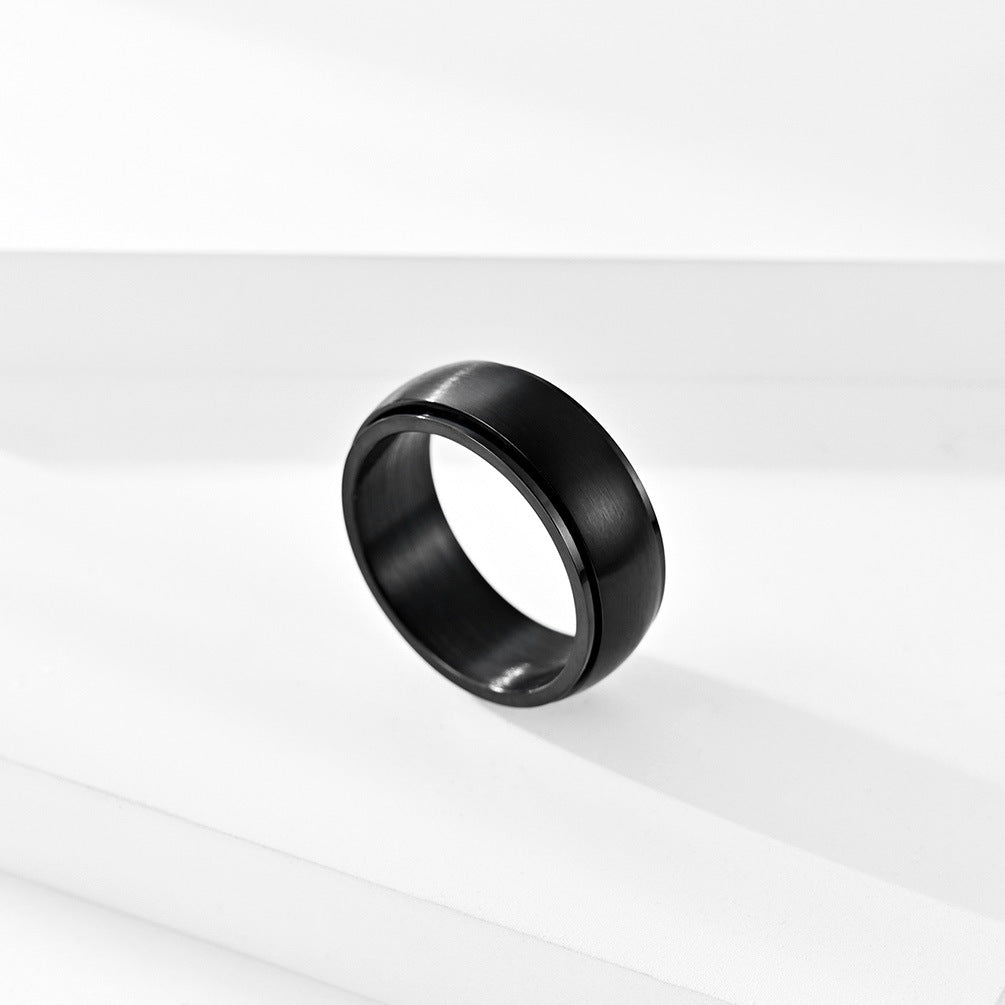 Curved Surface Rotatable Titanium Steel Men's Ring Jewelry