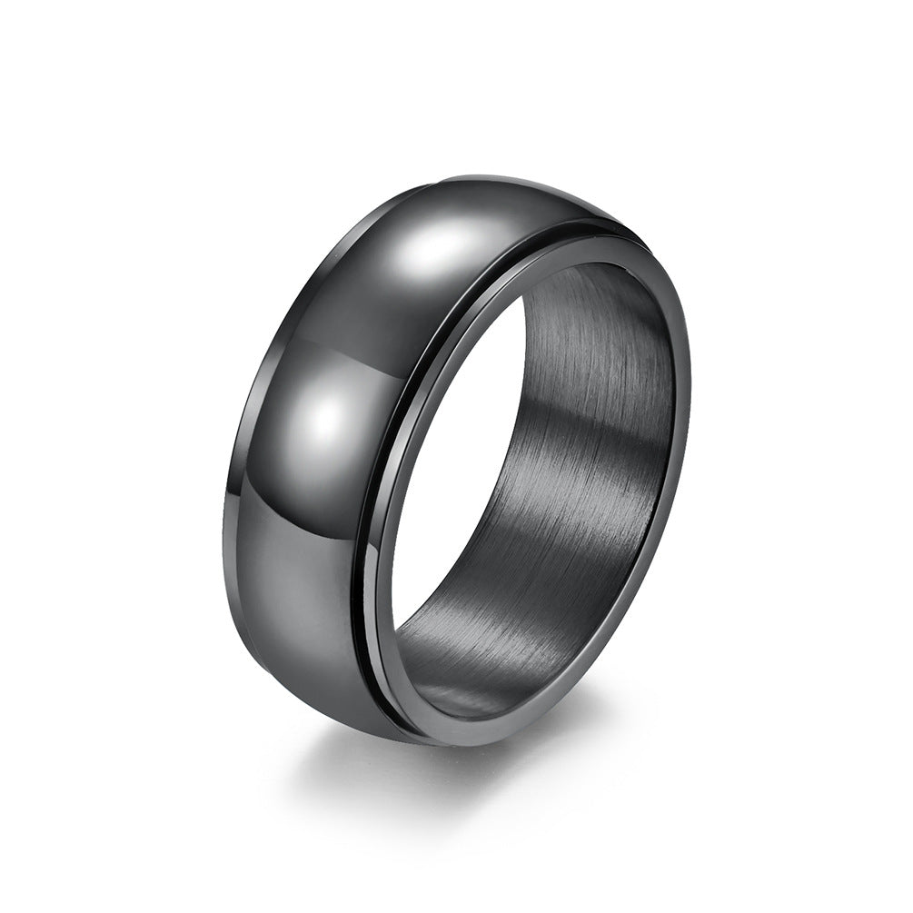 Curved Surface Rotatable Titanium Steel Men's Ring Jewelry