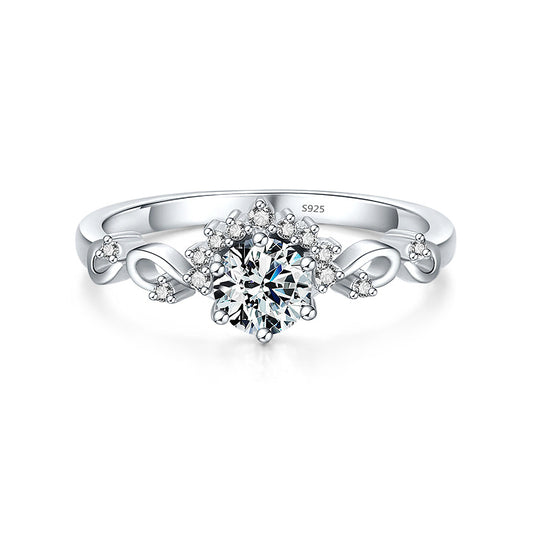 Elegant Sterling Silver Zircon Wedding Ring for Women