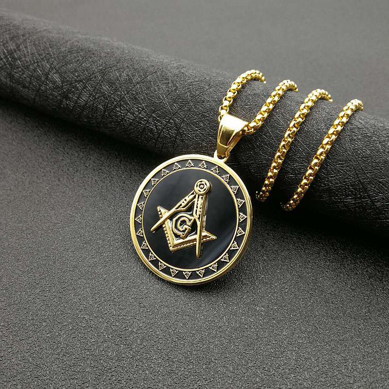 Planderful Everyday Genie Titanium Steel Gold Plated Masonic Pendant Necklace for Hip Hop Fans