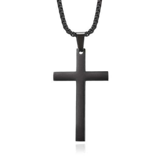Amazon Simple Glossy Titanium Steel Plated 18K Gold Cross Pendant
