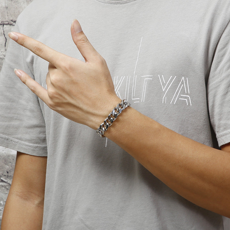 Men's Punk Rock Titanium Steel Bracelet - Simple Stainless Steel Four-Sided Grind Jewelry