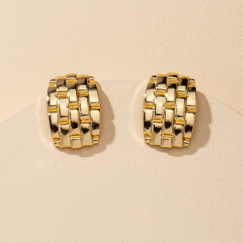 Exaggerated Personality Metal Textured Heavy Industry Earrings - Vienna Verve Collection