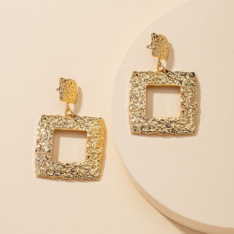 European American Trendy Metal Square Earrings - Vienna Verve Collection