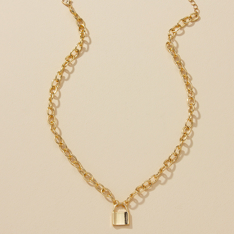 Chic Lock Pendant Necklace with a European and American Flair