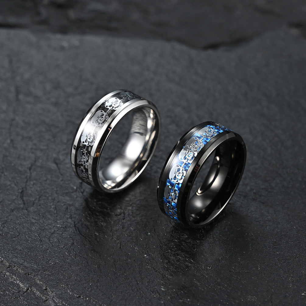 E-commerce Supply Personalized Carbon Fiber Skull Ring for Men