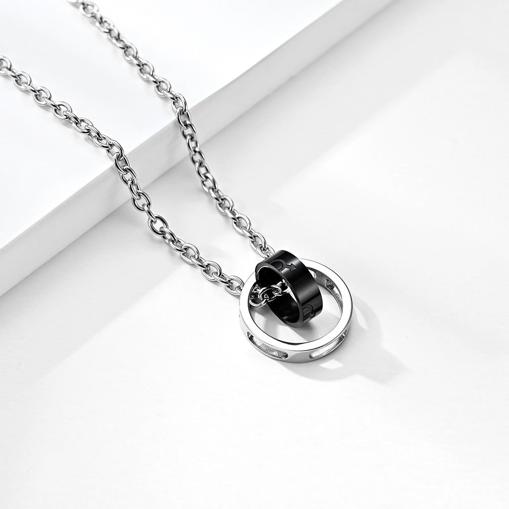 Two-Tone Interlocking Ring Pendant Necklace