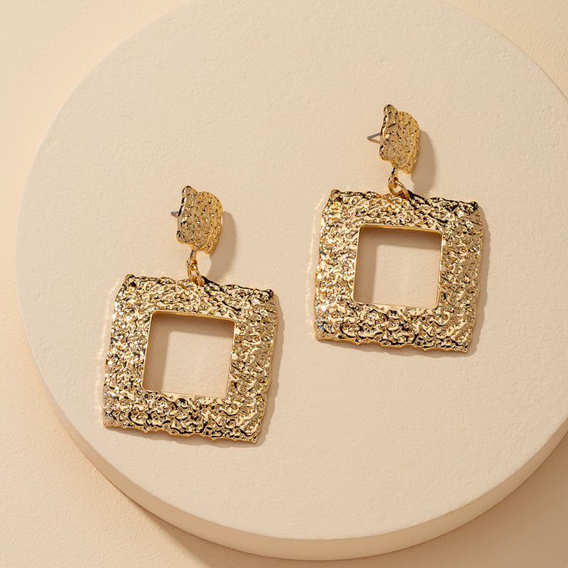 European American Trendy Metal Square Earrings - Vienna Verve Collection