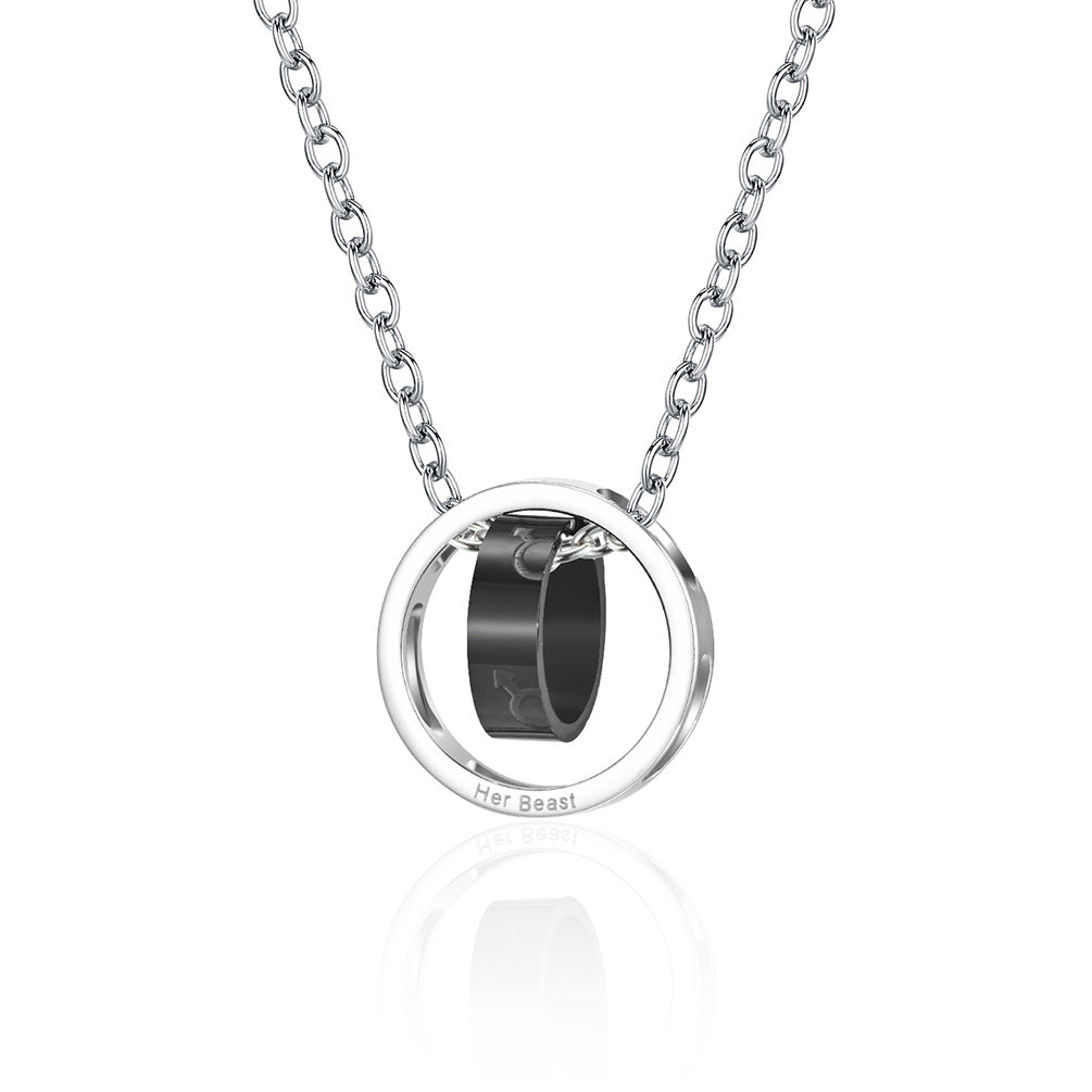 Two-Tone Interlocking Ring Pendant Necklace