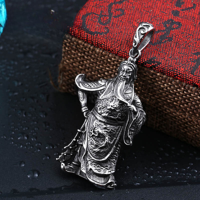 Titanium Steel Three-Dimensional Guan Gong Pendant for Men - Ethnic Style Wholesale Jewelry