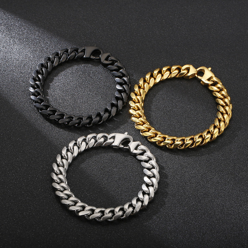 Trendy Versatile Titanium Steel Cuban Chain Bracelet for Men - Stylish Stainless Steel Accessory