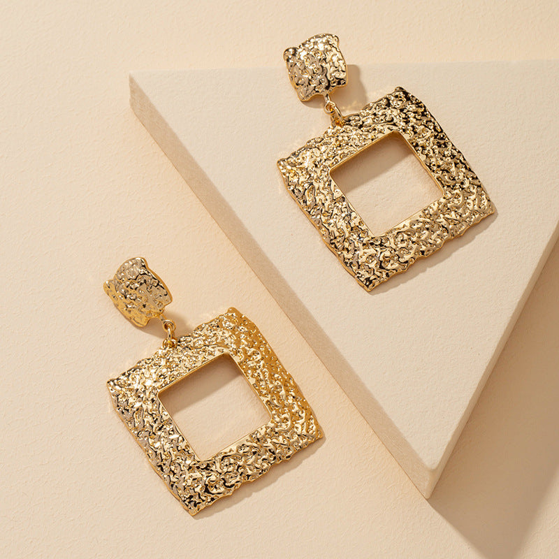 European American Trendy Metal Square Earrings - Vienna Verve Collection