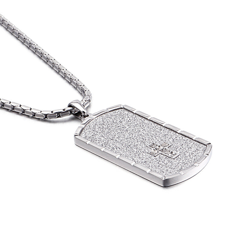 Military Brand Pendant, Charm Cross Men's Stainless Steel Necklace