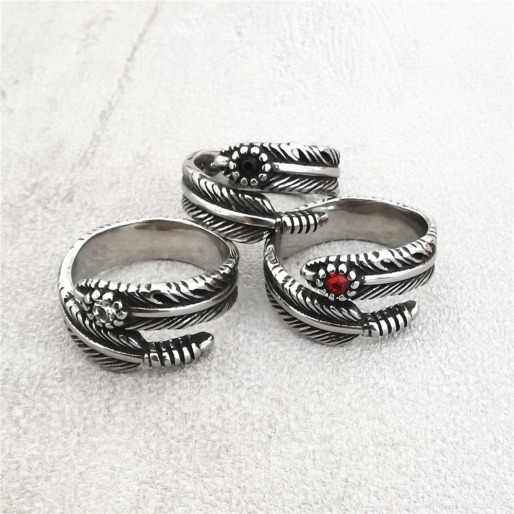 Planderful Titanium Steel Ring Personalised Retro Feather Replica For Men And Unisex Protection Statement