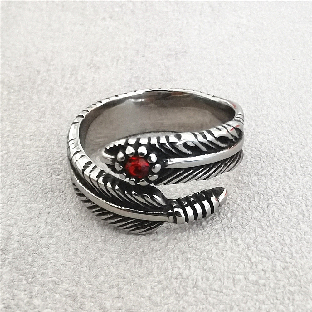 Planderful Titanium Steel Ring Personalised Retro Feather Replica For Men And Unisex Protection Statement