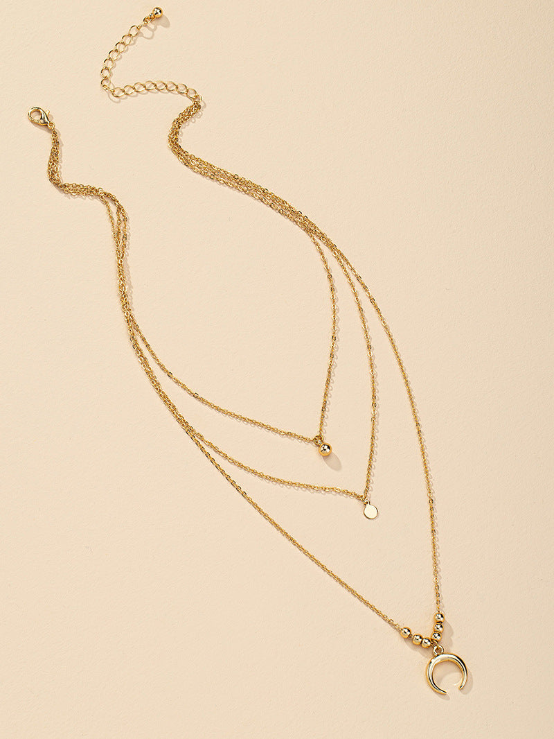 European Charm Three-Layer Metal Pendant Necklace - Vienna Verve Collection