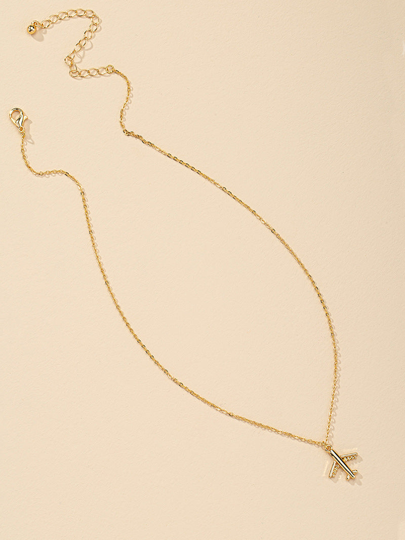 European and American Jewelry Factory: Vienna Verve Metal Airplane Pendant Necklace