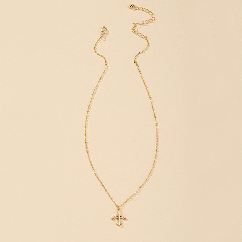 European and American Jewelry Factory: Vienna Verve Metal Airplane Pendant Necklace